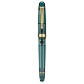 Asvine V126 Vacuum Filling Fountain Pen Transparent Teal Acrylic, Medium Nib Large-Capacity with Gift Case
